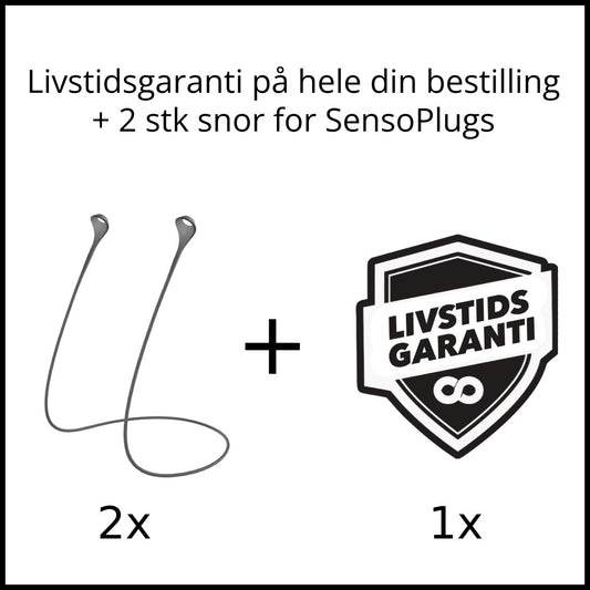 Livstidsgaranti + 2 stk Snor for SensoPlugs